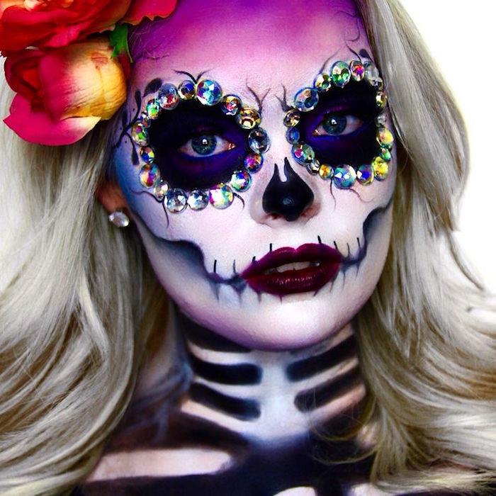 makeup dia de los muertos skalle skelettfärger dead party mexico