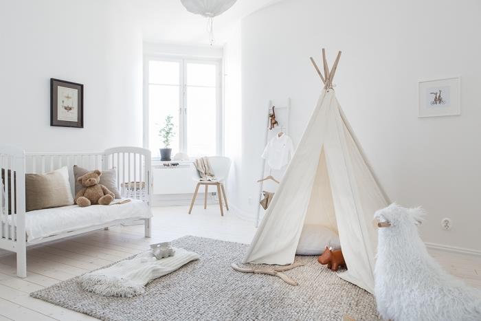 DIY tipi modell för barnets rum, vilken färg att välja för barnets rum med trämöbler