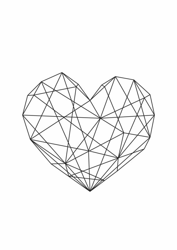Linjal ritning geometrisk form söt hjärta ritning bild, lära sig att rita med geometriska former