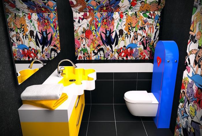 originálne wc deco farby komiks gobelín super hrdina