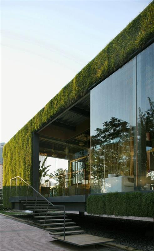 grönt tak-samtida-byggnad-grönt