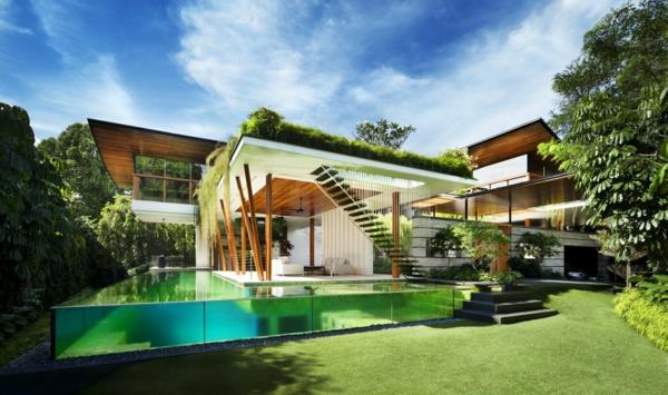 حمام سباحة-سقف-حديث-منزل-رائع-أخضر