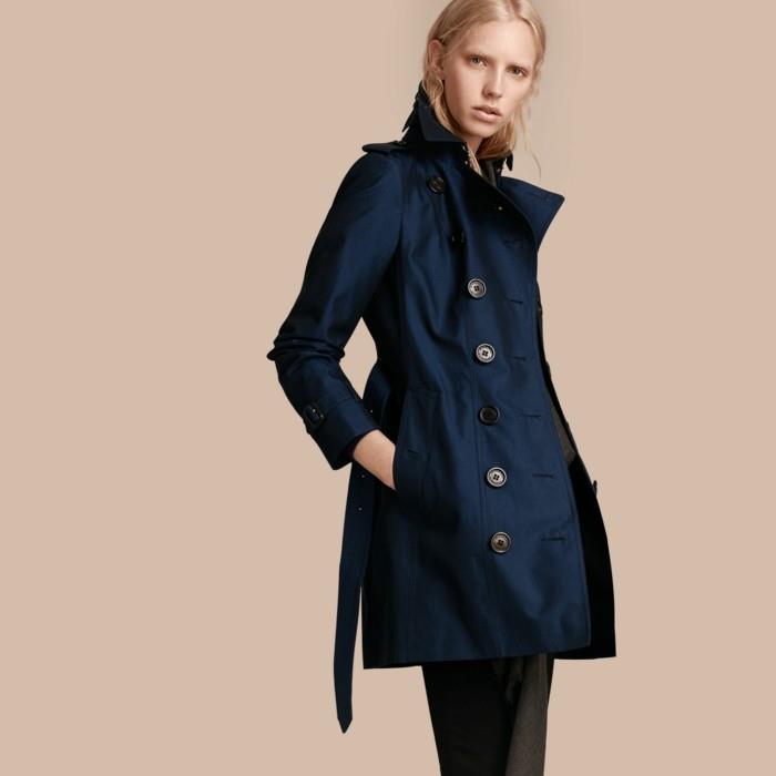 Trench-woman-bomull-gabardin-marinblå-mini-Burberry