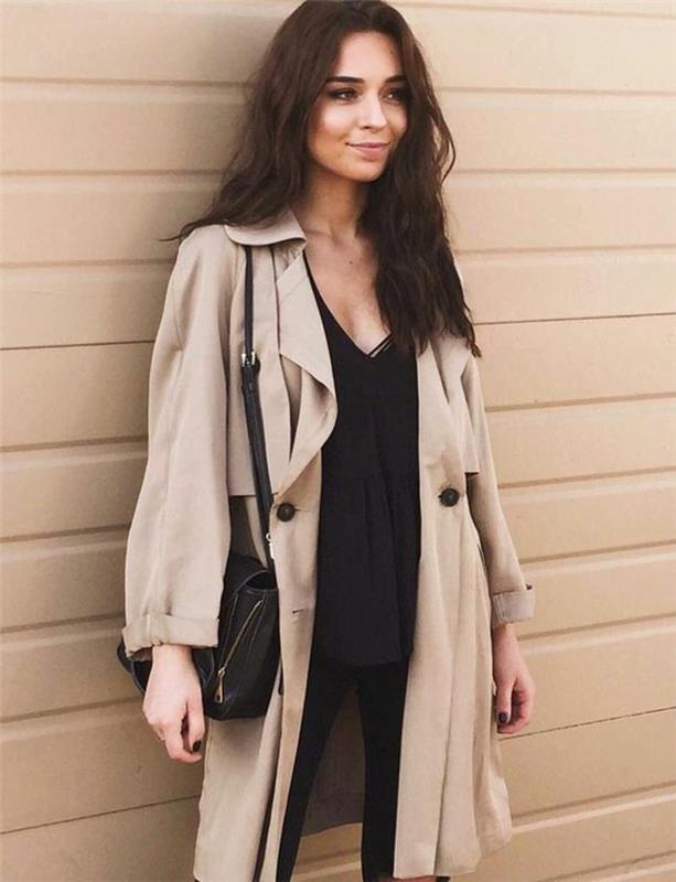 dam-i-beige-knälång trenchcoat