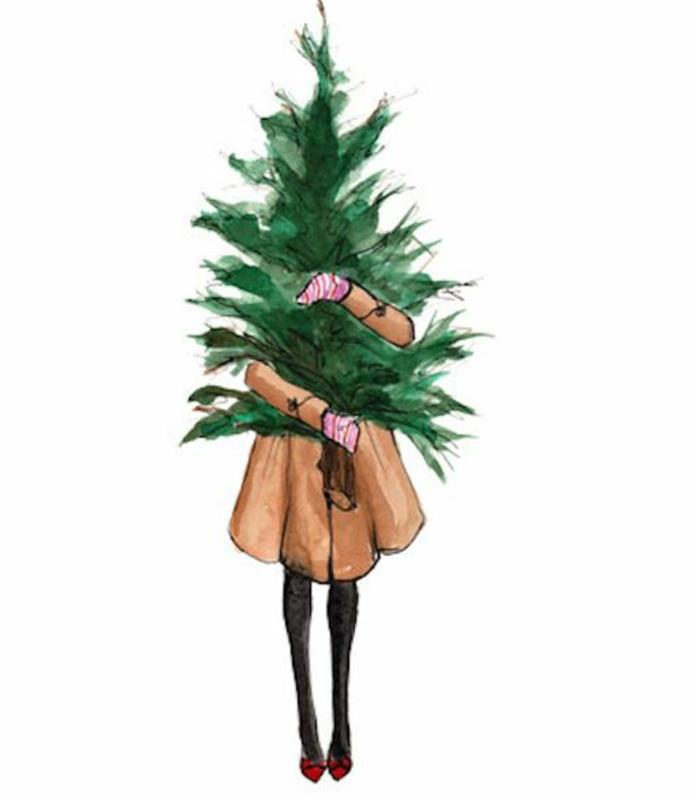 رسم شجرة تعلم كيفية رسم شجرة فكرة رائعة لفتاة تحمل شجرة عيد الميلاد