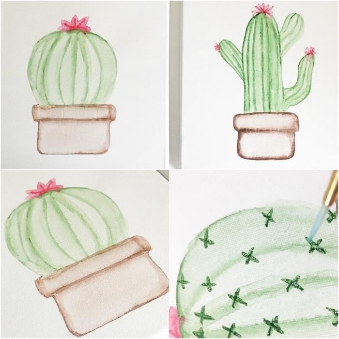 måla lätt att reproducera för att göra en kaktuskruka med mycket utspädda färger