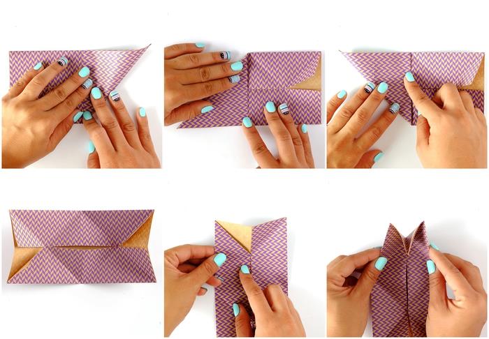 kroky skladania 3D origami modelu, ktorý slúži aj ako držiak na smartphone