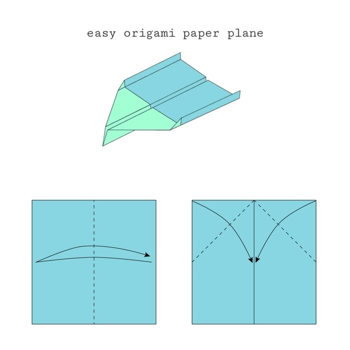origami skladacia schéma na výrobu lietajúceho lietadla