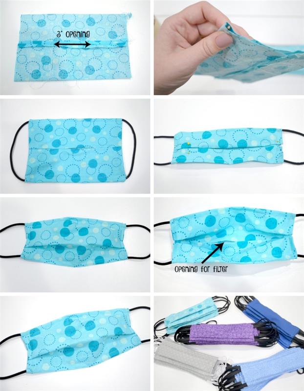 lär dig hur du gör en tygmask med ficka, DIY tyg ansiktsmask med ficka och symaskin