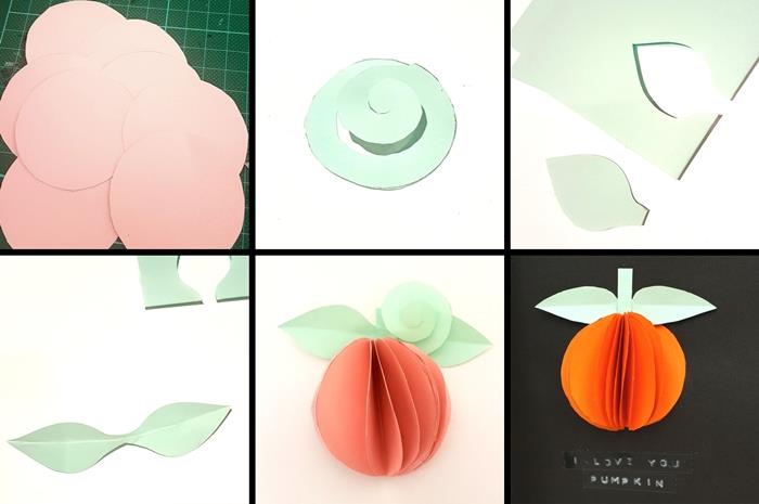 glad halloween kort gör handledning pumpa form 3d papper cirklar orange folie mint grönt papper klistermärken glad halloween svart papper