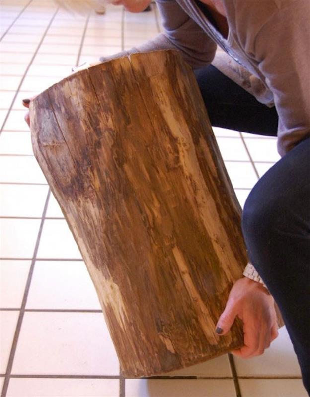 خطوة تعليمية لصنع أثاث منزلي بقطعة من الخشب كطاولة قهوة جذع شجرة