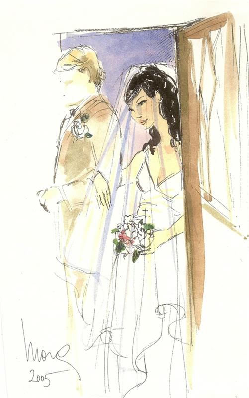 Fantastisk bild bröllopskort foto ritning illustration