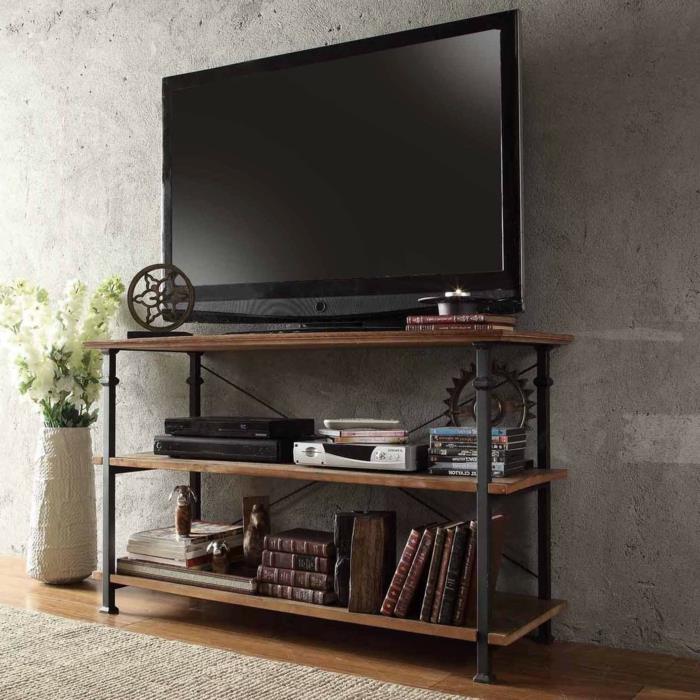 industriell stil-möbler-för-blomman-vas-TV