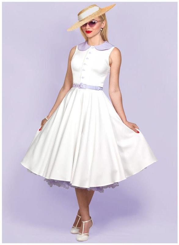 فستان أبيض خمسينيات القرن الماضي ، خمسينيات القرن الماضي ، حفلة خمسينيات القرن الماضي ، تنورة أرجوحة مع تويل تحتها