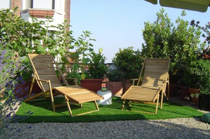 كراسي استلقاء خشبية ، تصميم شرفة الحديقة ، إلهام الشرفة الحديثة