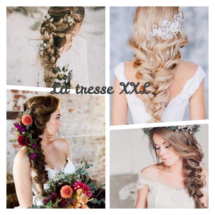 hur man gör en bröllopsfläta frisyr med en omfattande XXL fläta, dekorerad med smycken eller färska blommor