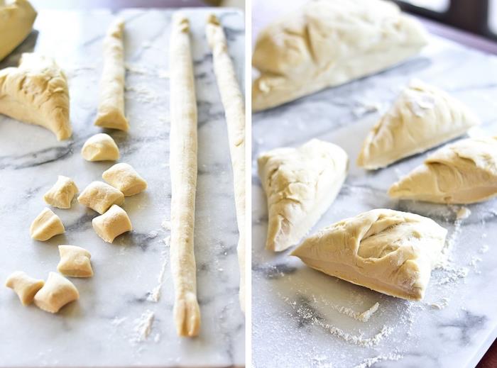 steg för steg, DIY -recept, brödbett, vegetariska aptitretare, bänkskiva i marmor