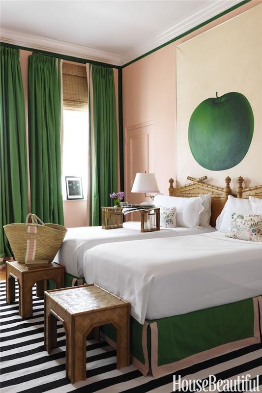 Dekorácia farby do obývačky ideálna farba do spálne pre dospelých jednoduché rozloženie zelená biela a svetlo ružová