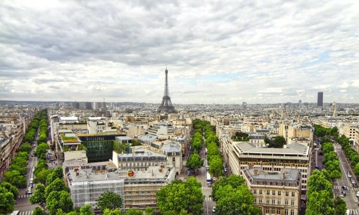 besök bilresa arrondissement visa paris från ovan Eiffeltornet sky molnträd